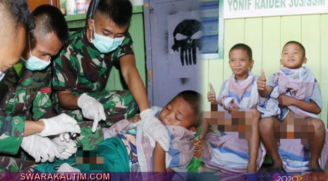 Satgas Yonif Raider 303SSM Kabulkan Niat Usman dan Muslim Agar Disunat